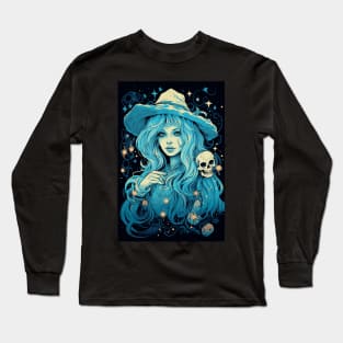 Beautiful witch with skull Long Sleeve T-Shirt